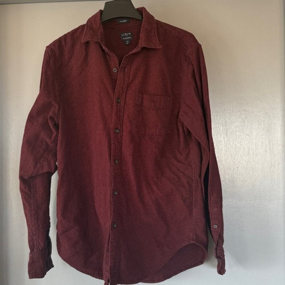 J.Crew Mens Classic Flannel Long Sleeve Button Front Shirt sz M 100%  Cotton